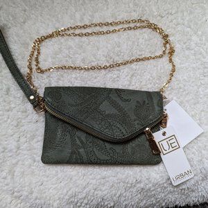 NWT Olive Green Paisley Vegan Leather Crossbody Bag
